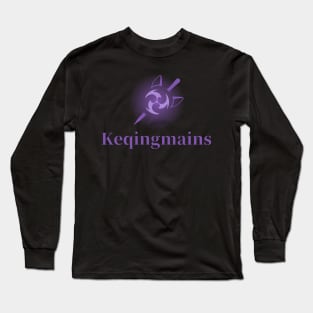 Keqing mains fan art for who mains Keqing with electro cat sword icon in electro purple gift Long Sleeve T-Shirt